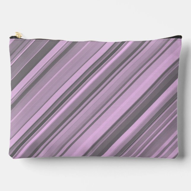 Bolsa grande de accesorios de rayas grises moradas (Anverso)