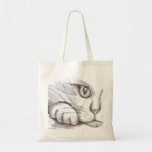 Bolsa grande de dibujo de gato a lápiz