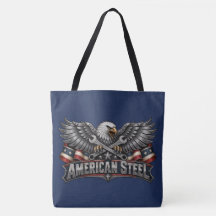 Bolsa grande de hombro de acero americano Águila y