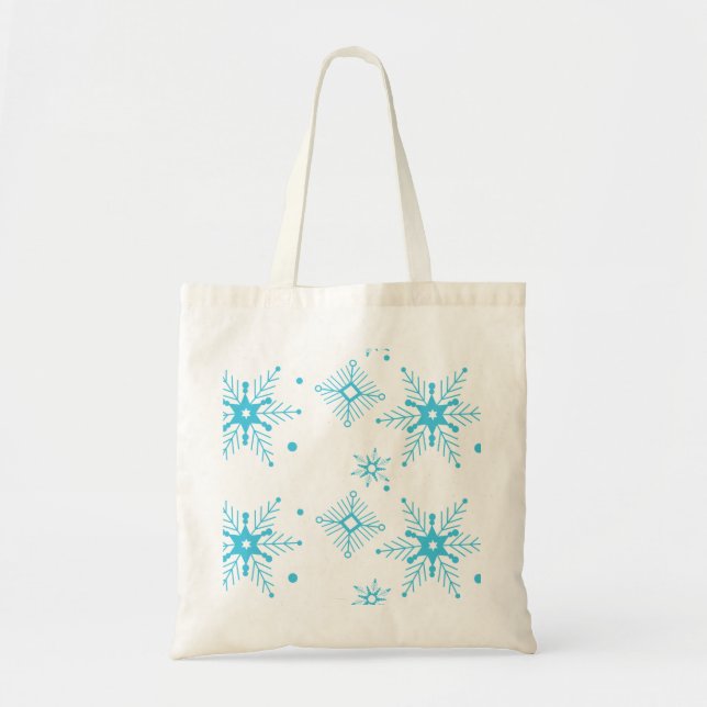Bolsa grande de Navidad copos de nieve azules mode (Frente)