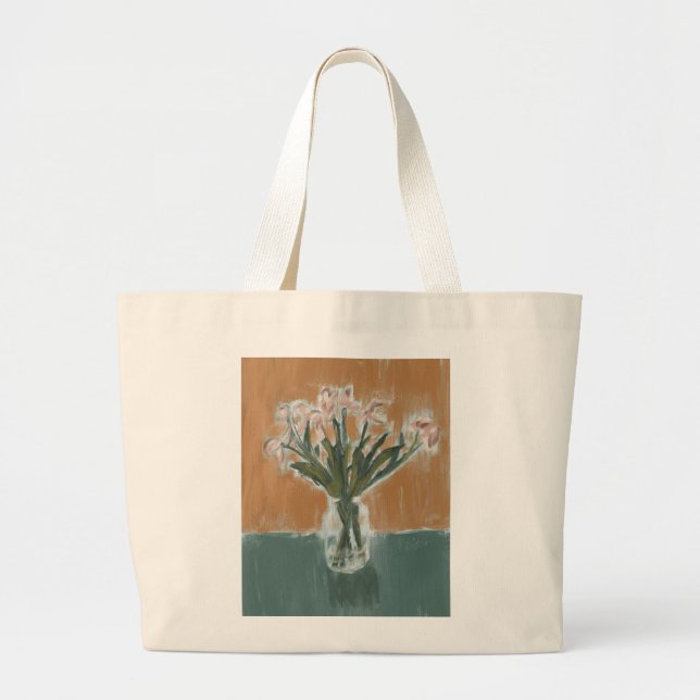 Bolsa grande de tocador con pintura rosada de tuli (Frente)