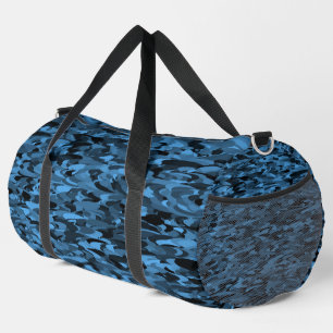 Bolsa grande de viaje azul negra con patrón abstra