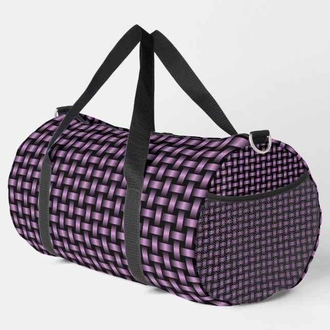 Bolsa grande de viaje con patrón de tejido negro p (Esquina derecha)