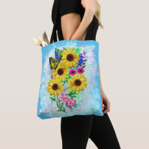 Bolsa grande y colorida para la toe girasoles y ma