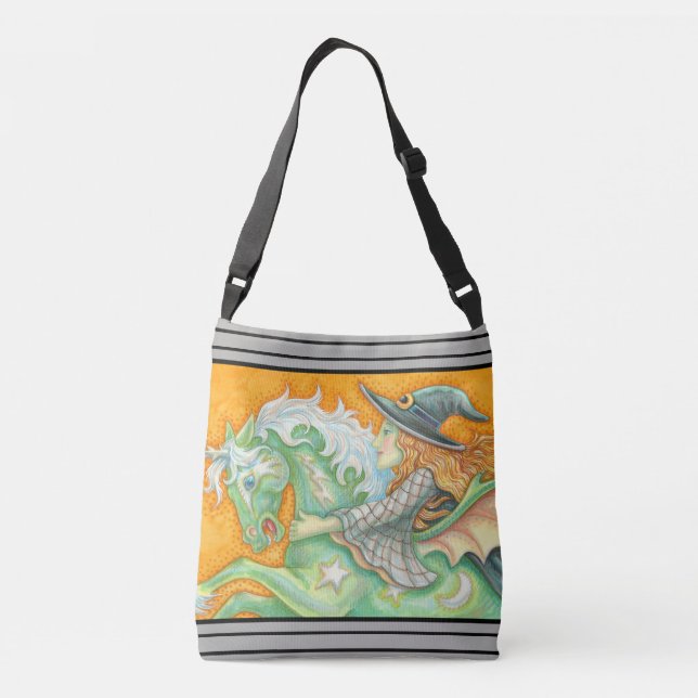 BOLSA HALLOWEEN BRUJA Y CABALLO ASA CRUZADA (Reverso)