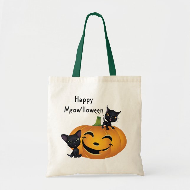 Bolsa Halloween de calabaza para gato negro (Frente)