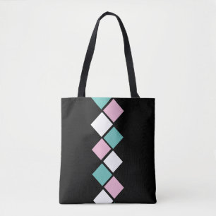 Bolsa Harlequin Tote (Negro, Aqua y Rosa)