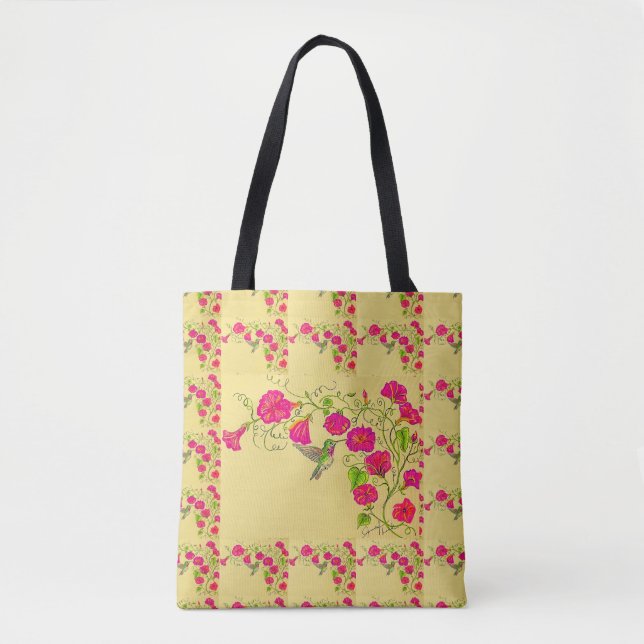 Bolsa Hollyhocks y Hummingbirds (Anverso)