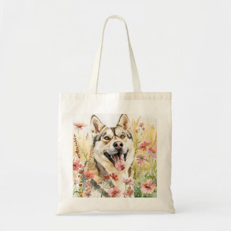 Bolsa Husky Tote - Canvas de perro acuarela