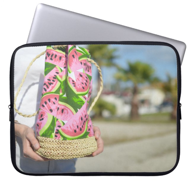 Bolsa impresa con melón de agua rosa y verde (Frente)
