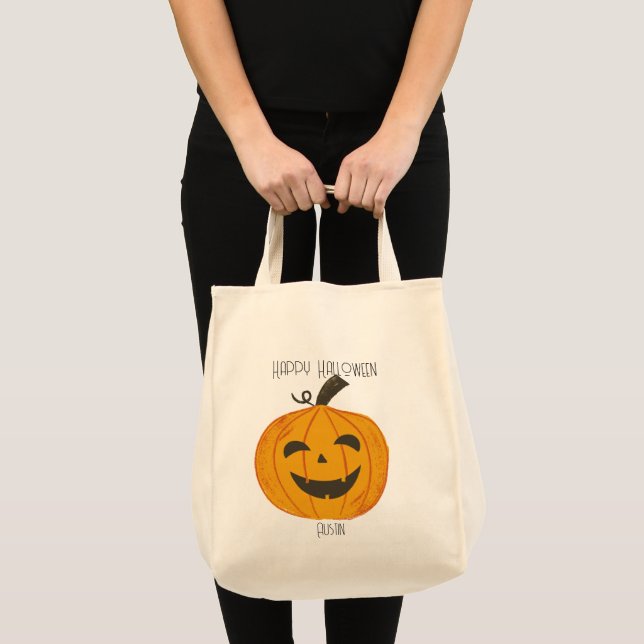 Bolsa Jack-O-Lantern de truco o trato - Personaliz (Anverso (producto))