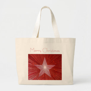 Bolsa jumbo de la estrella roja "Feliz Navidad"