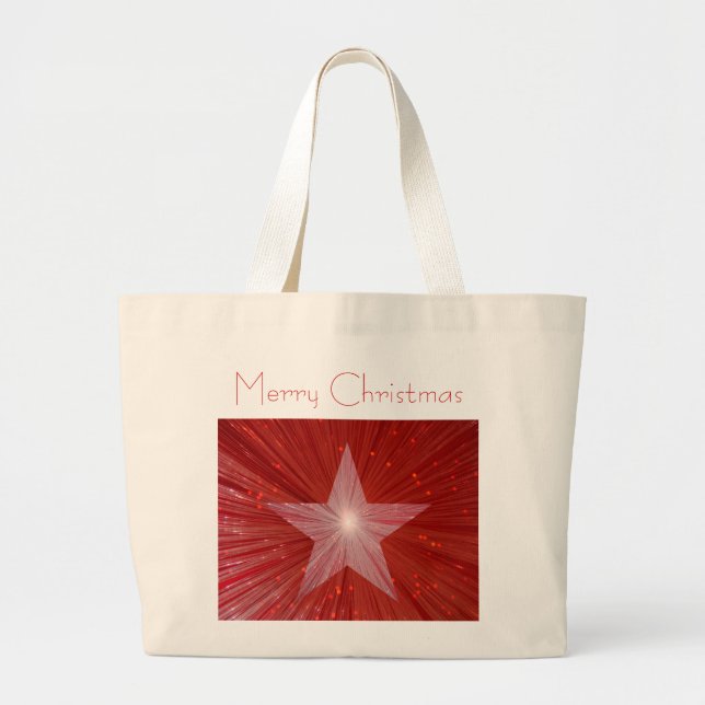 Bolsa jumbo de la estrella roja "Feliz Navidad" (Frente)