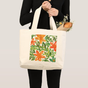 Bolsa Jumbo Tote con flores pintadas a mano y de v