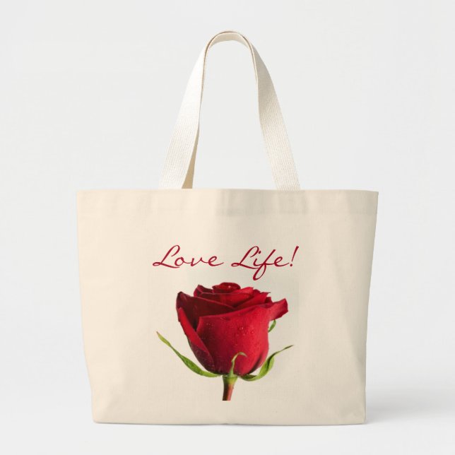 Bolsa Jumbo Tote Lienzo Red Rose Love Life (Frente)