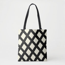 Bolsa Lattice Tote (crema y negro)