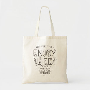 Bolsa llena de libros disfrutan de la vida Minimal