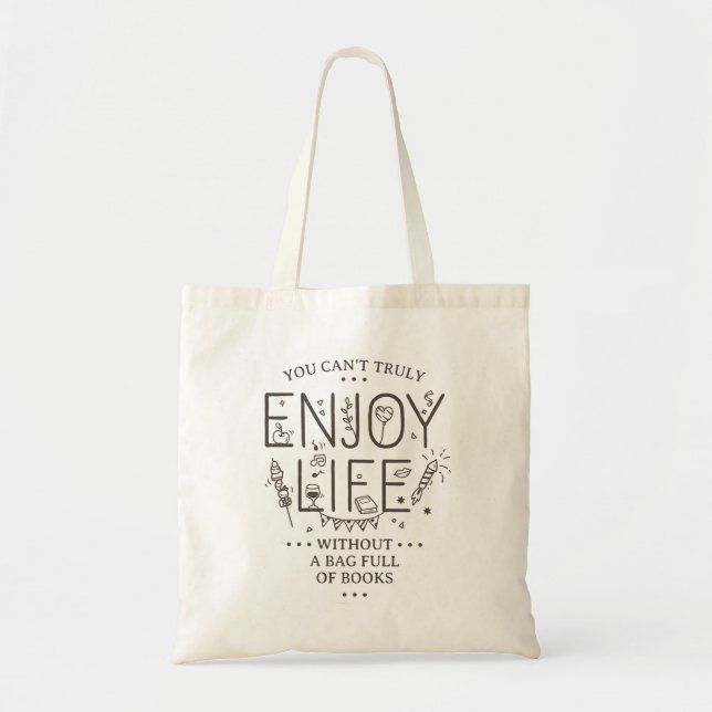 Bolsa llena de libros disfrutan de la vida Minimal (Frente)