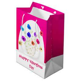 Bolsa media de San Valentín, florida y rosa brilla