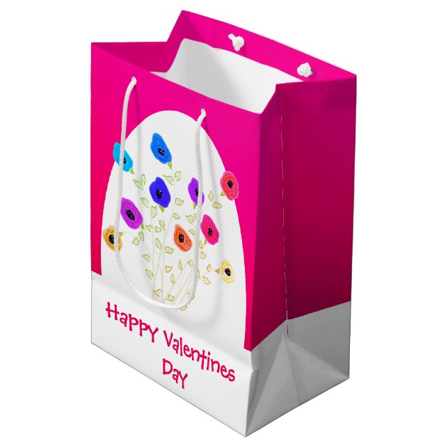 Bolsa media de San Valentín, florida y rosa brilla (Angulo Anverso)