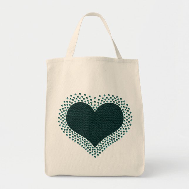 Bolsa metálica para el corazón, Verde azulada (Frente)