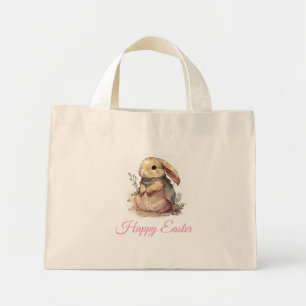 Bolsa mini tote conejito acuarela Pascua