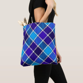 Bolsa mixta azul tartán tote