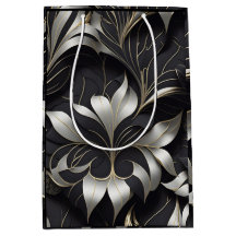 Bolsa moderna de regalo floral negra
