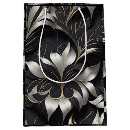 Bolsa moderna de regalo floral negra