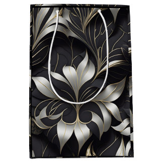 Bolsa moderna de regalo floral negra