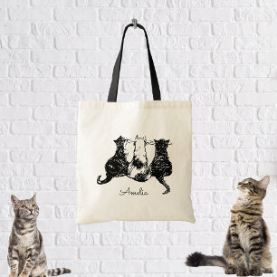 Bolsa Monograma de la toga del gato negro y blanco
