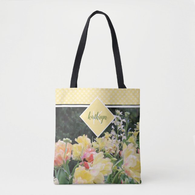 Bolsa Monograma de la tota con flores de primavera (Anverso)
