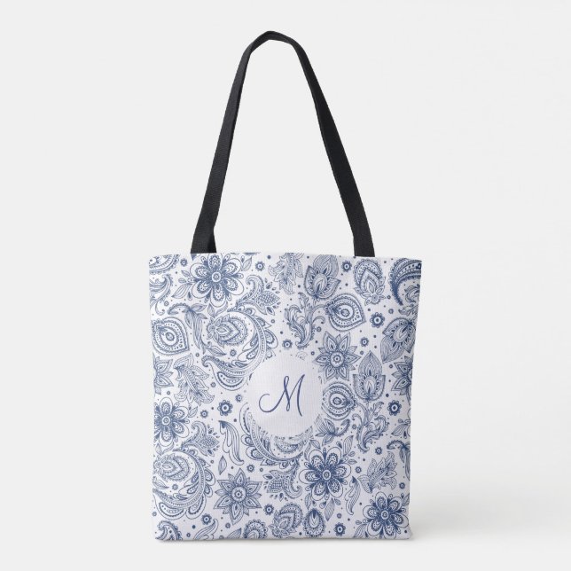 Bolsa Monograma Togograma Floral Azul Vintado Azul (Reverso)