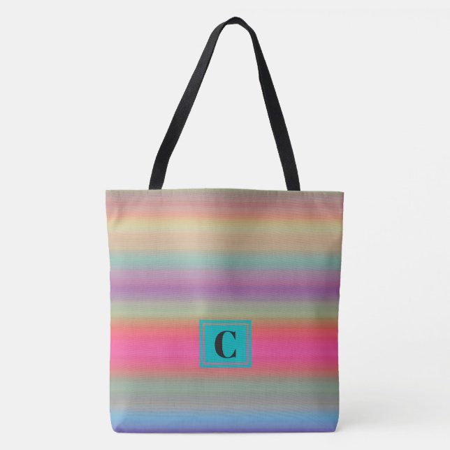 Bolsa Monogramada Colorful Stripes Tote (Anverso)