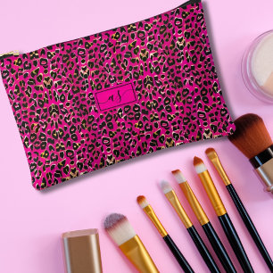Bolsa Monogramada con Estampado de Leopardo Rosa y