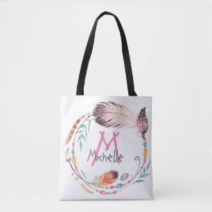 Bolsa Monogramada de Boho Tote personalizable