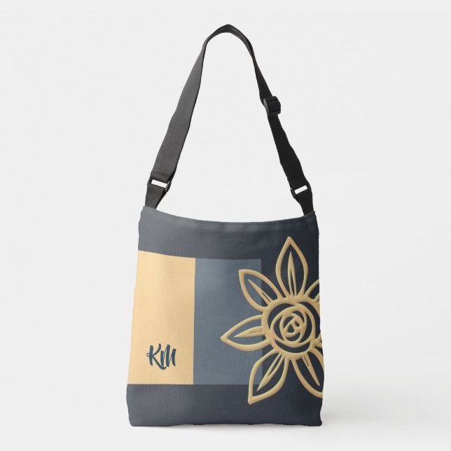 Bolsa monogramada de cuerpo cruzado con una flor e (Anverso)