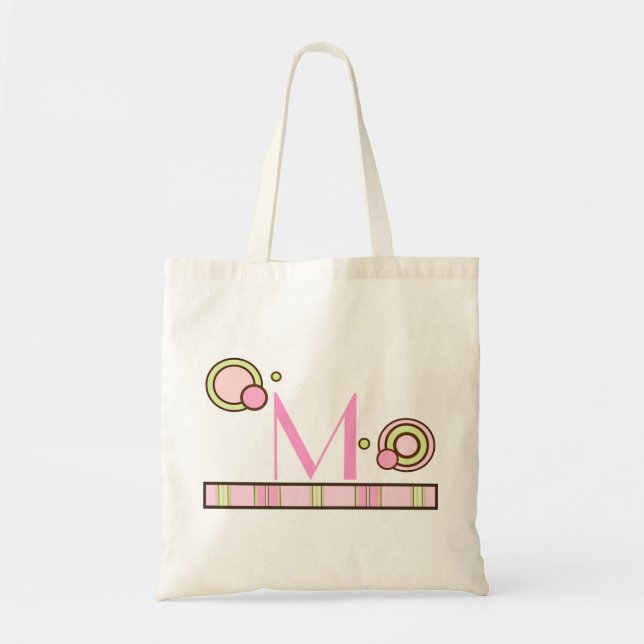 Bolsa monogramada de puntos y bandas - Rosa (Frente)