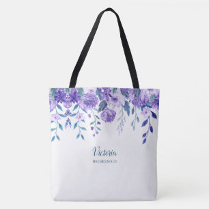 Bolsa Monogramada de Tote con flores moradas