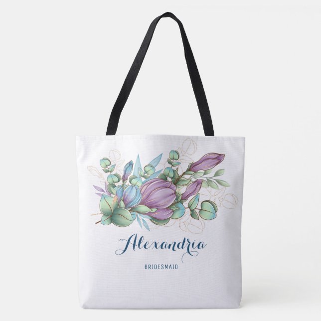 Bolsa Monogramada De Tote Con moda Pintada Floral (Anverso)