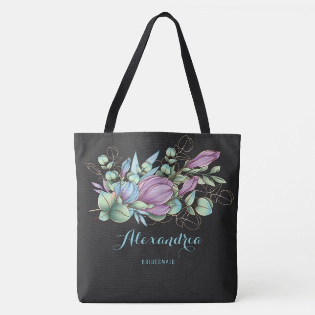 Bolsa Monogramada De Tote Con moda Pintada Floral (Anverso)