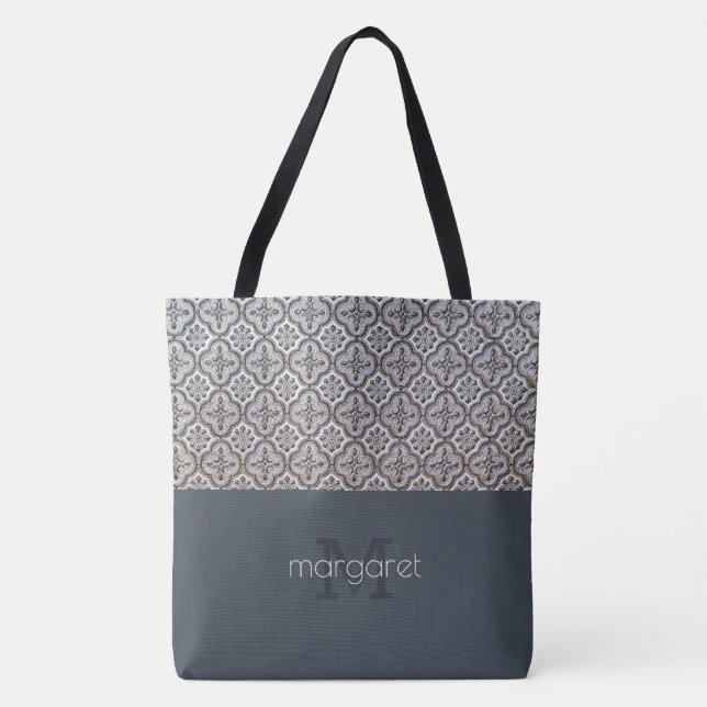 Bolsa Monogramada De Tote Con Textura Clasificada (Anverso)