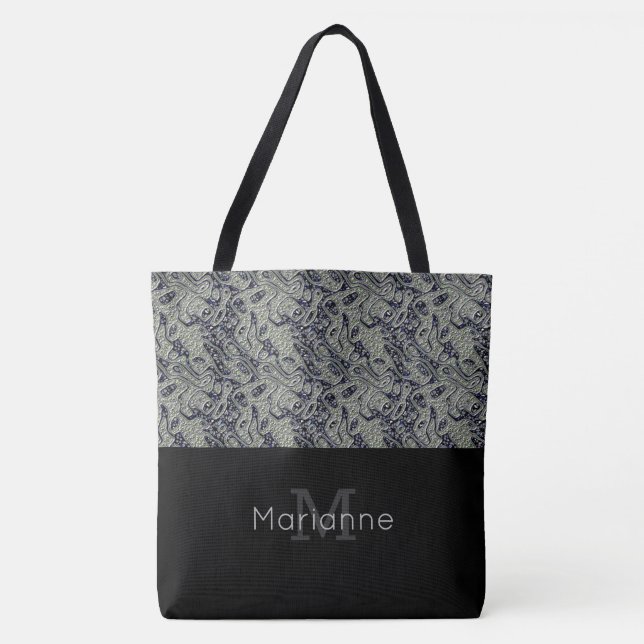 Bolsa Monogramada De Tote Con Textura Elegante (Anverso)