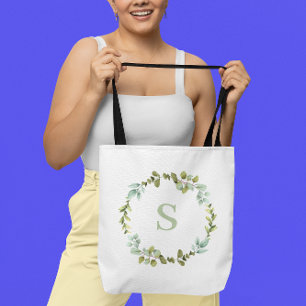 Bolsa Monogramada de Tote Personalizada Green Wrea