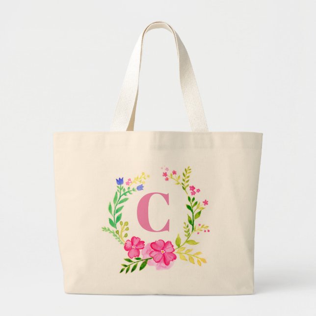 Bolsa Monogramada Floral Tote Bag (Frente)