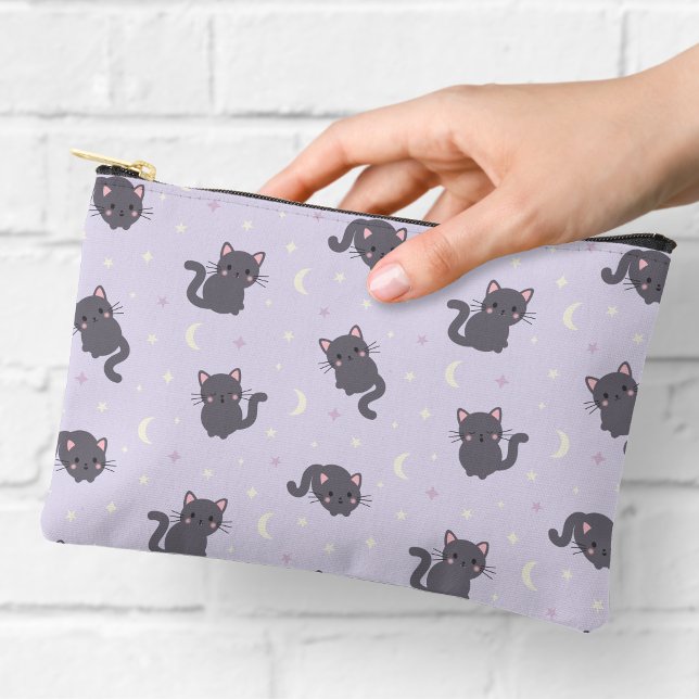 Bolsa morada con cremallera de gato gris lindo (Subido por el creador)