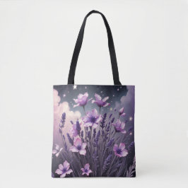 Bolsa morada de aletas florales