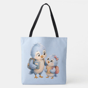 Bolsa negra de asa con hermanos de pájaro azul lin