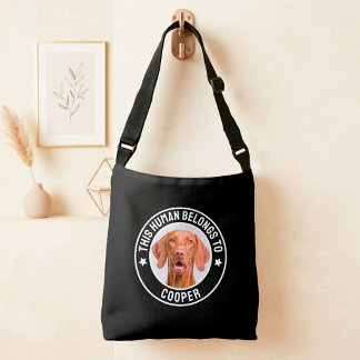 Bolsa negra de foto de mascota con tema de perro "