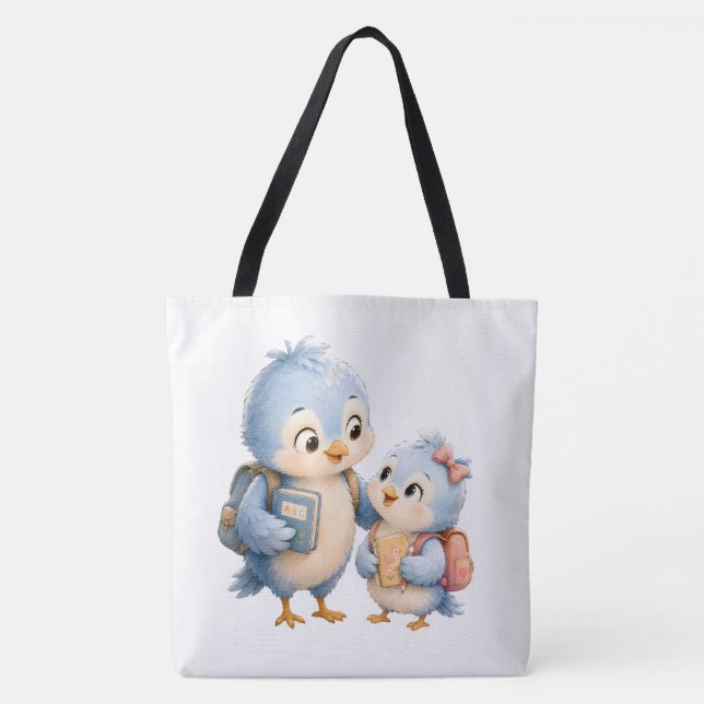 Bolsa negra de hermanos pájaros lindos (Anverso)